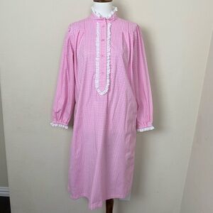BURU Pink Gingham Housecoat Dress